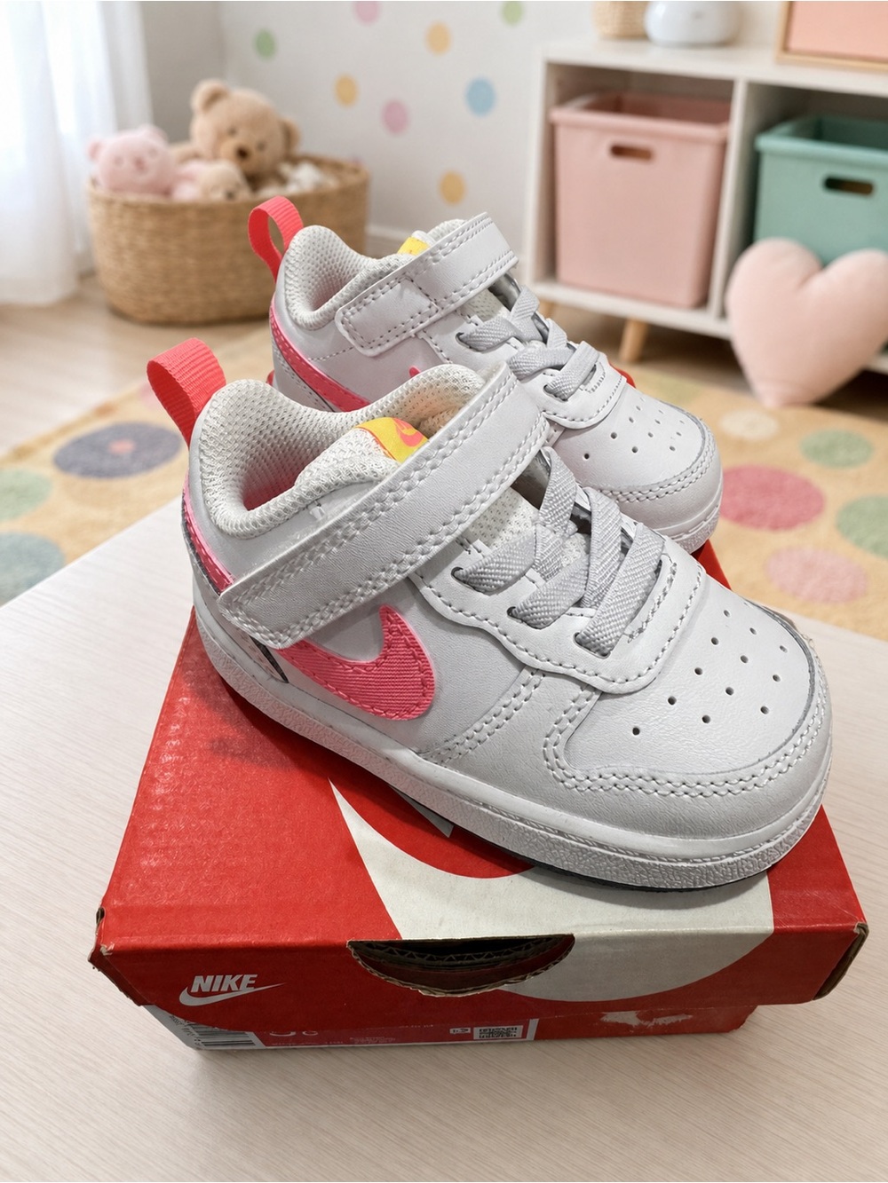 Nike Court Borough Low 2 Toddler Shoes White Pink Size 5C